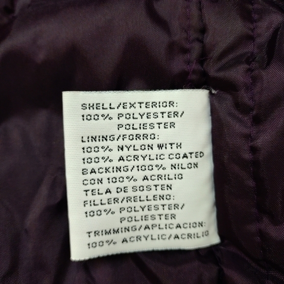 Basic Editions Women's Purple Hooded Embroidered Coat Size M - Picture 9 of 9